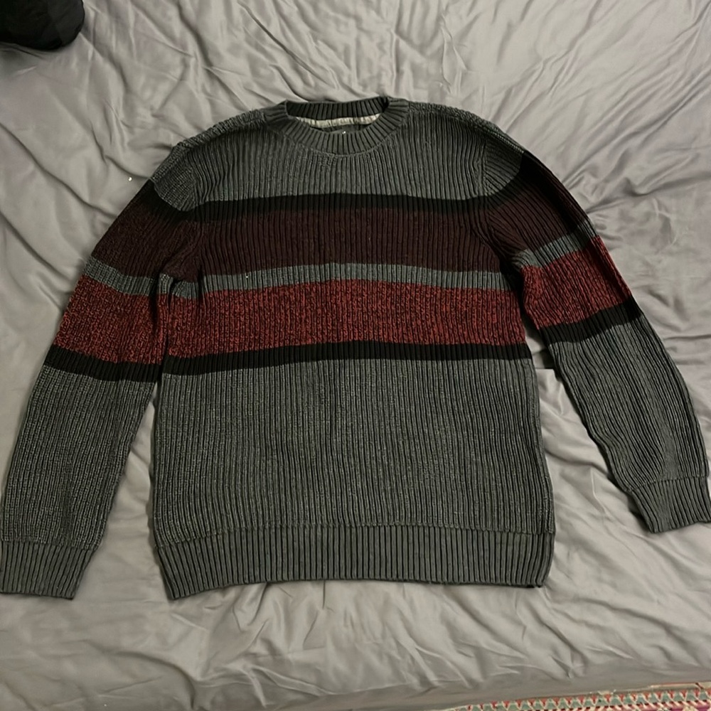 Striped Ribbed Crew Sweater
